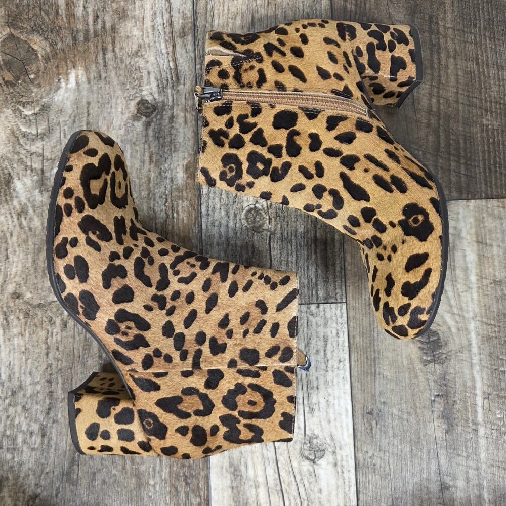 Leopard Calf Hair Ankle Boots Block Heel 90s Y2K Fall Earthies Earth Size 7 1/2 - Picture 3 of 7